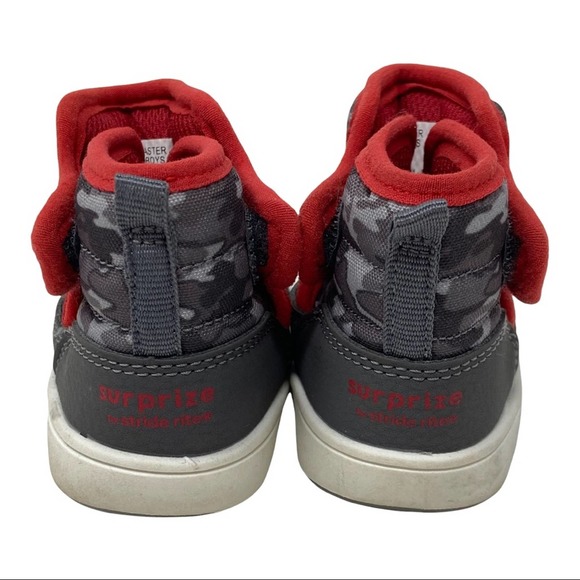 Baby Surprize by Stride Rite Aster Boots - Gray Red White Easy On Size 4M - Picture 5 of 9